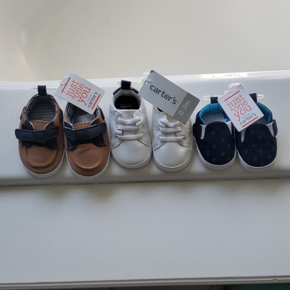 Brand new lot of 3 Carter's baby boy shoes
